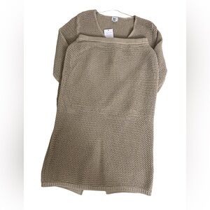 A New Day - Knit Sweater & Skirt Set Beige Open Weave 2pc Women’s Size S NWT